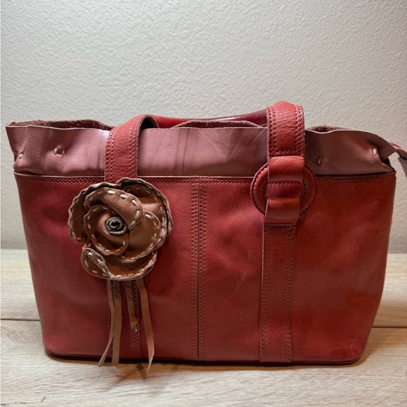 Handbags - Radley Leather Tote Bag with Floral Accent